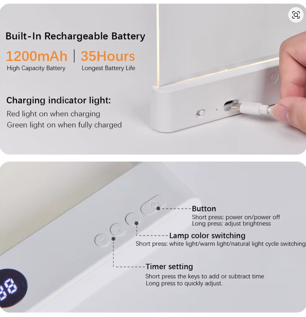 LED night reading light and lamp with timer