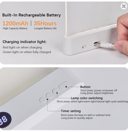 LED night reading light and lamp with timer